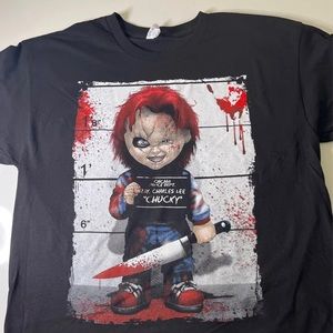 SOLD OUT CHUCKY JAIL TIME 
BLACK TEE SHIRT